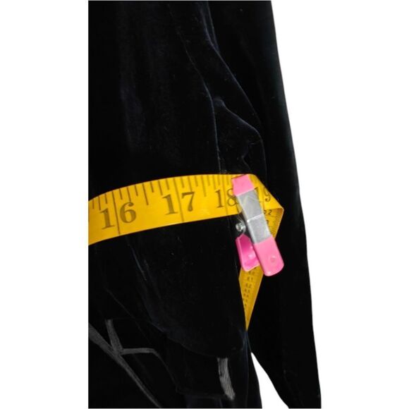 Vintage Gothic Style Velvet Velour Women's Black Trench Coat Size S - Picture 10 of 15